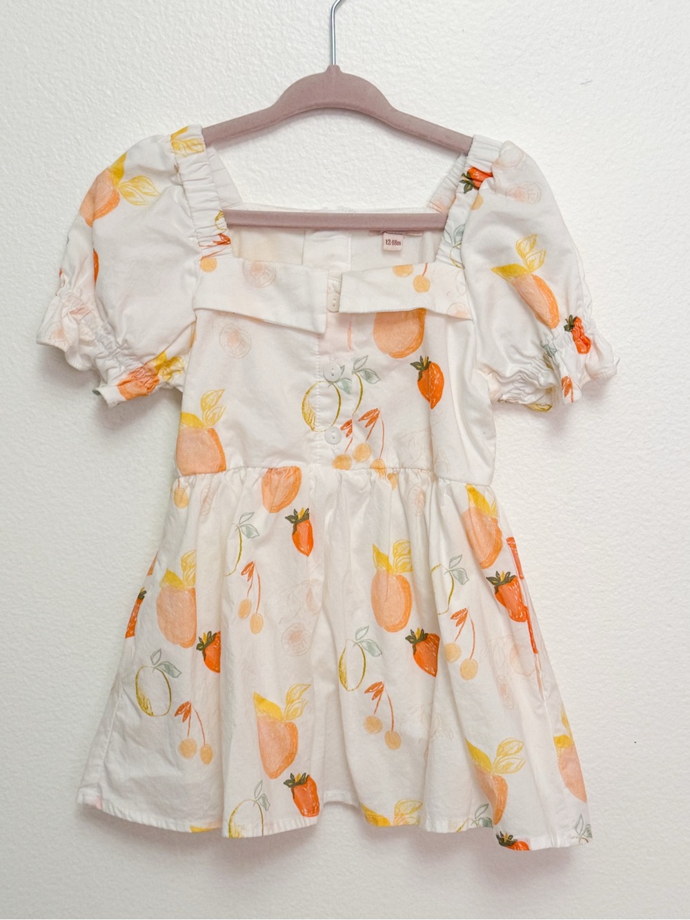 Ivy City Co White Sundress with Peach & Orange Fruit Print